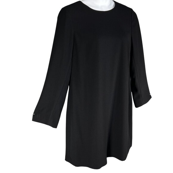 Talbots Womens 16 Black Shift Dress Long Sleeve Rhinestone Cuff Buttons Elegant - Picture 8 of 16